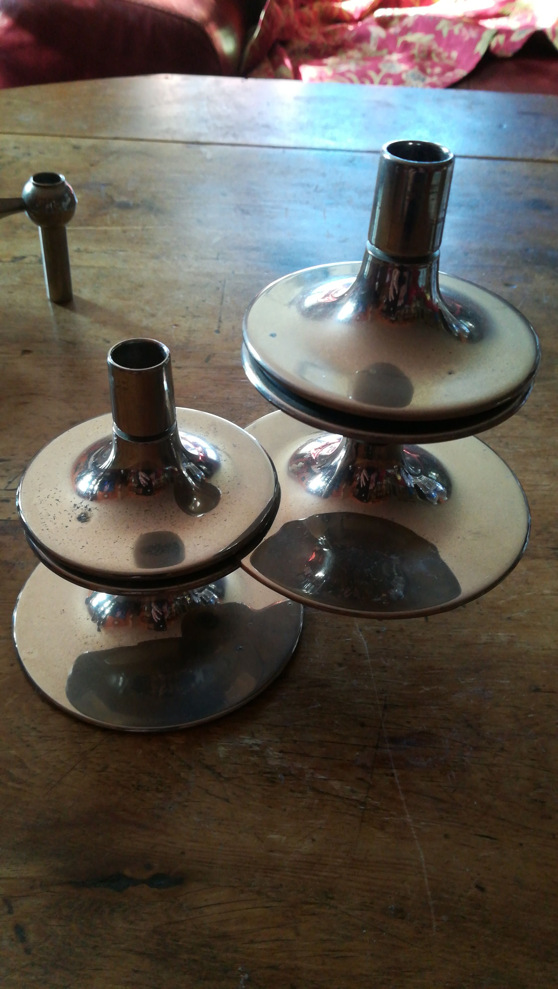 Nagel candle holders in chromed metal 1960/70
