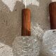 Pair of suspension in teak and vintage Scandinavian glass