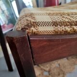 Pair of 70's wooden and tweed chairs