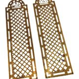 Two half old cleanliness plates Original patina Openwork brass