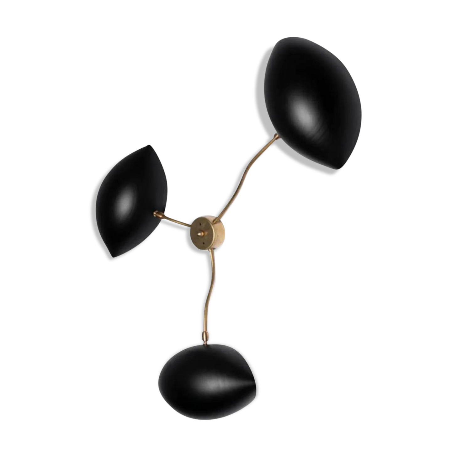 60's brass and black metal sculptural sconce