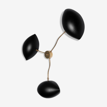 60's brass and black metal sculptural sconce