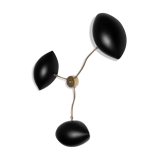 60's brass and black metal sculptural sconce