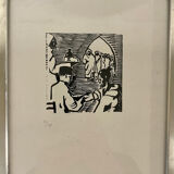 Set of six art deco linocuts