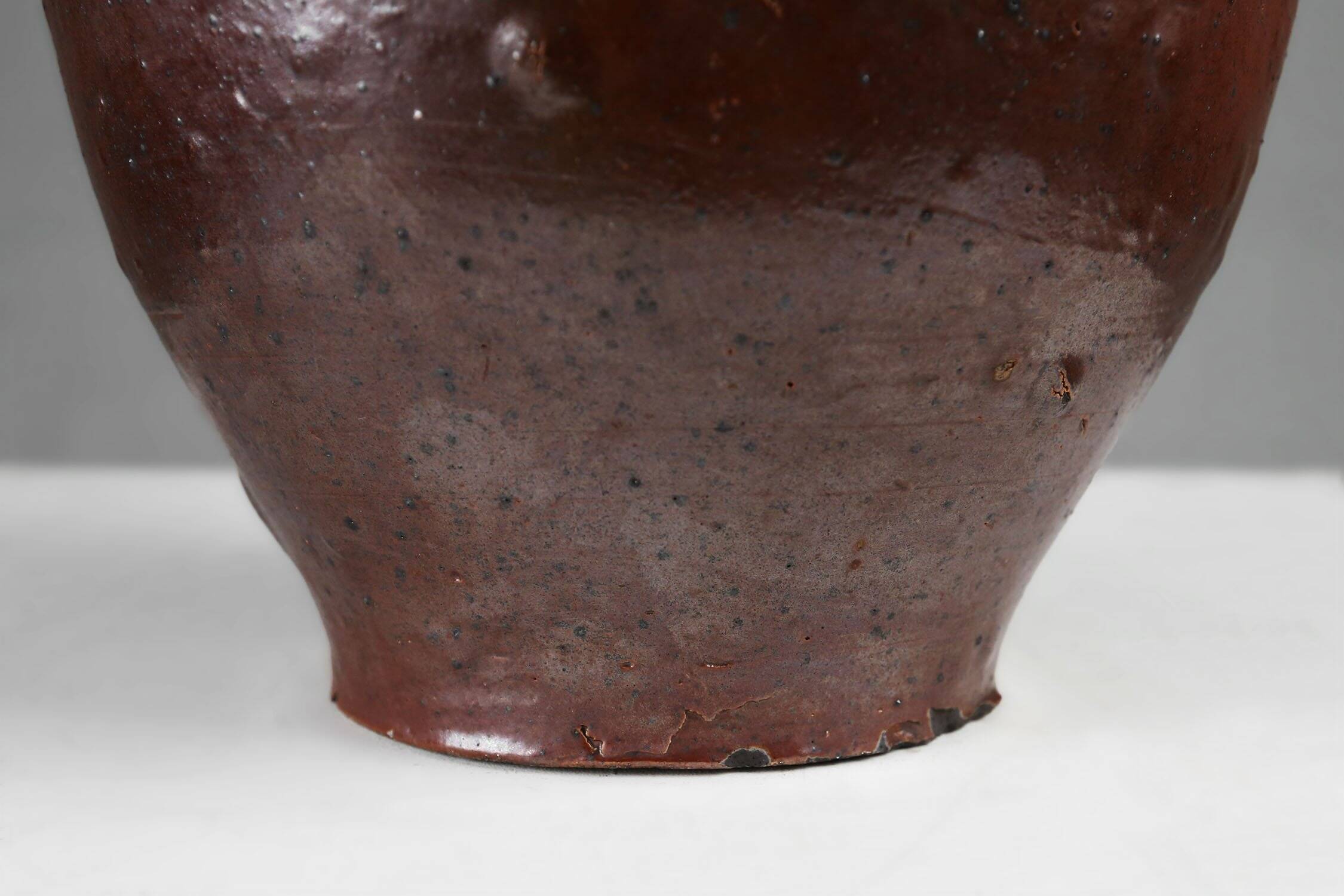 Signed Rustic Large Glazed Brown Ceramic Pot, Belgium, 1800s
