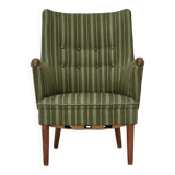 1960s, Danish armchair, green furniture wool, teak wood.