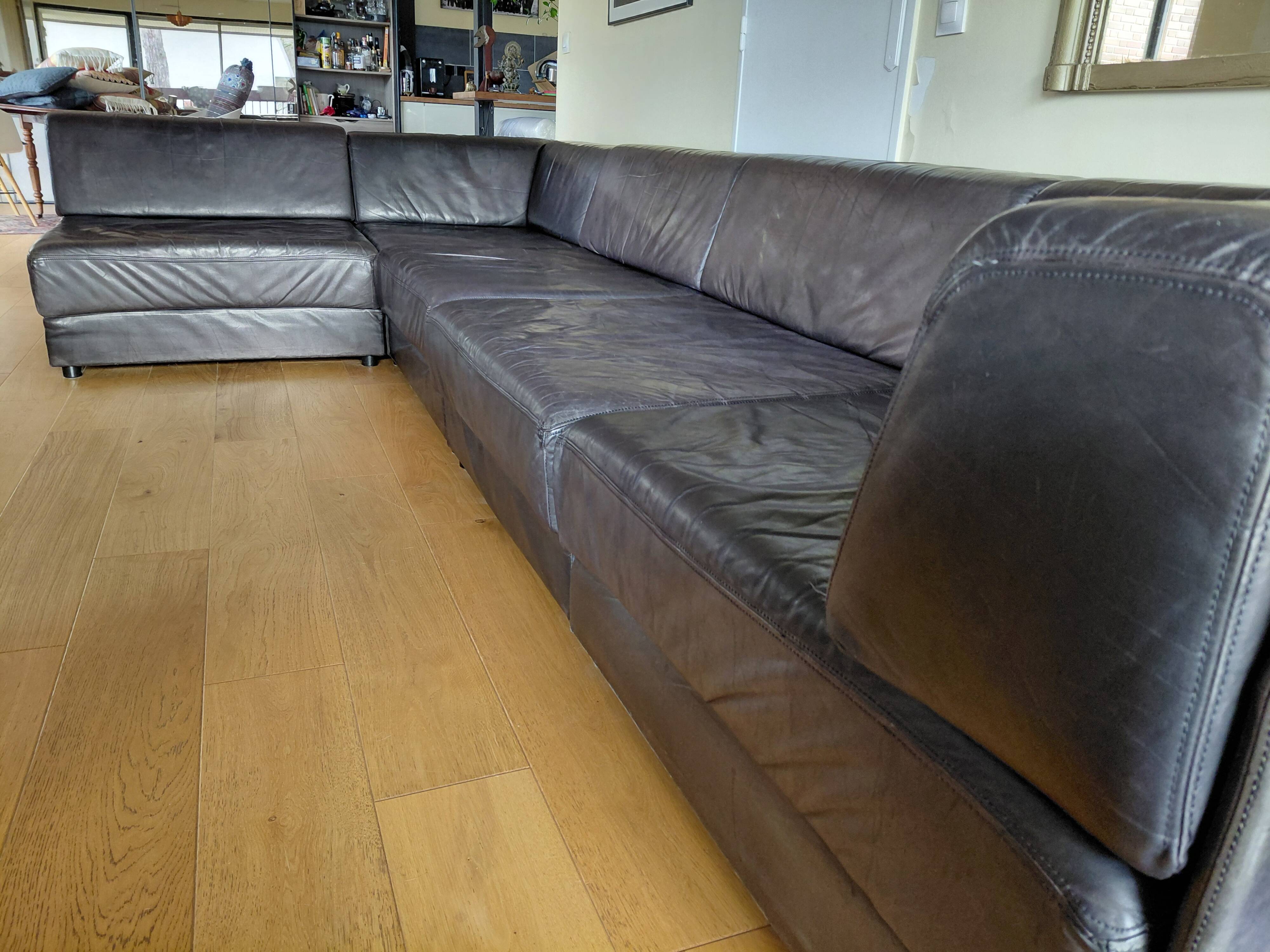 Canapé modulable De Sede DS76 en cuir noir (5 modules)