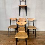 Series of 6 vintage curved wood bistro chairs
