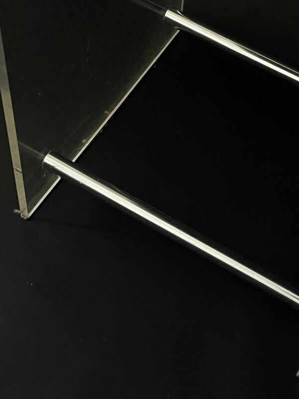 Tabouret de bar en plexiglas, chrome et velours léopard, 1970