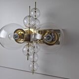 Applique murale tchèque en laiton et verre du milieu du siècle, par Kamenický Šenov, années 1970