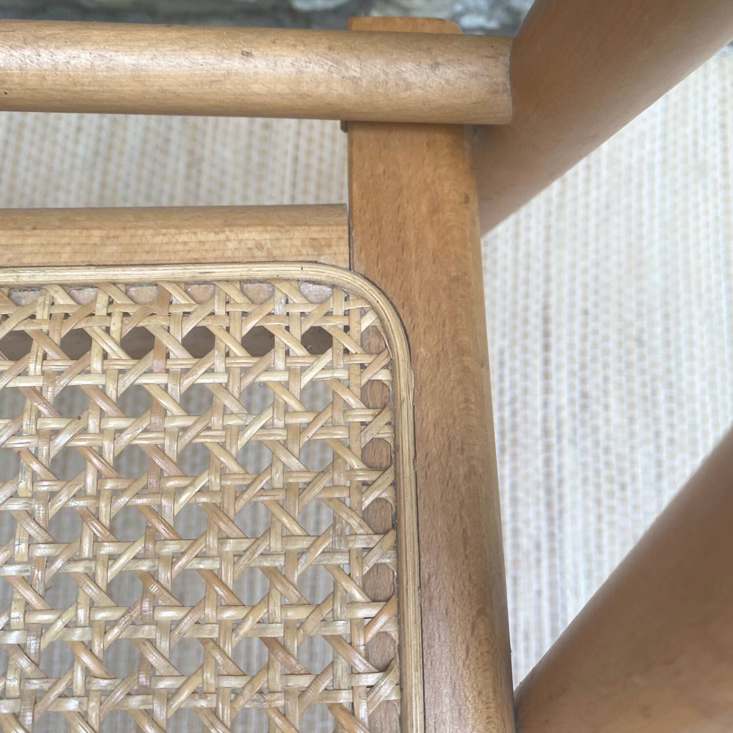 80s wooden and cane folding chair