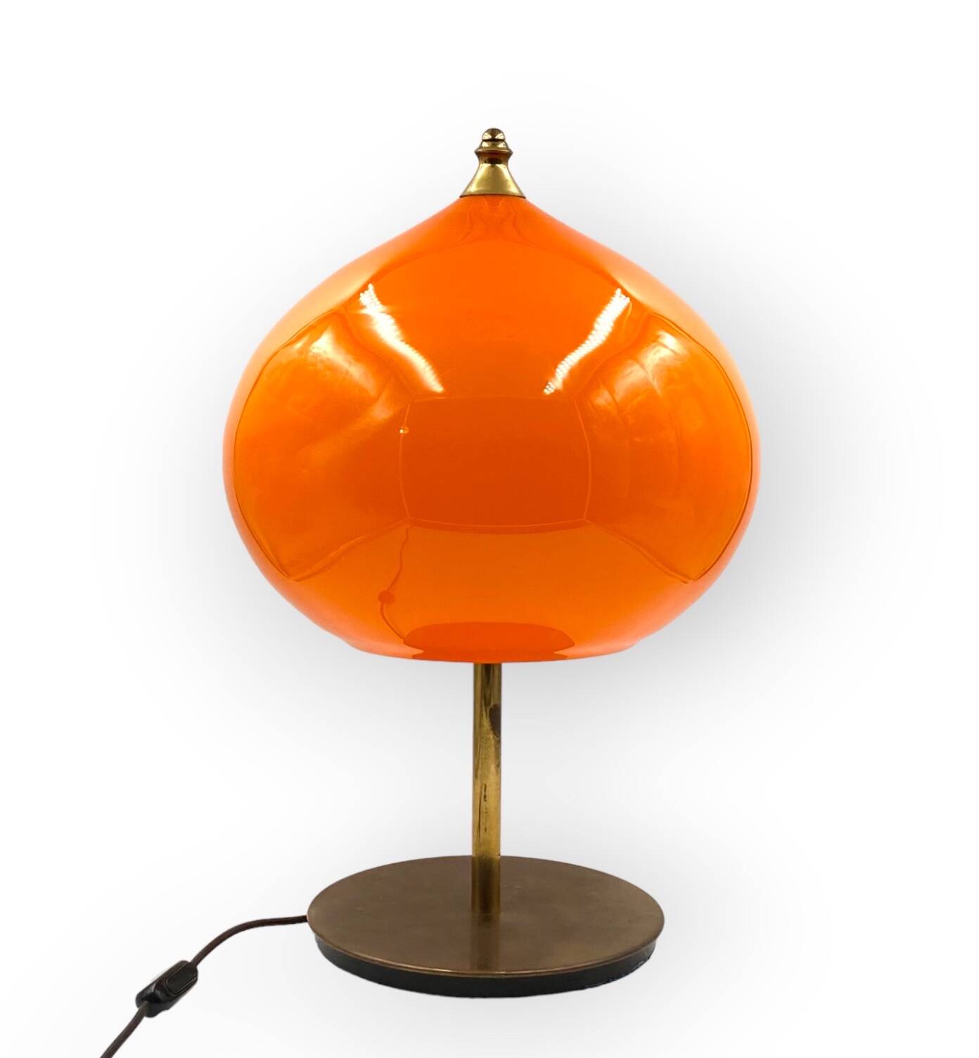 Mid-century modern orange glass Table lamp, Vistosi Italy, 1960s