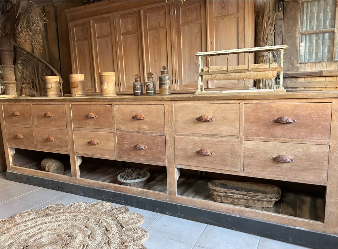 Large antique sideboard with 12 drawers