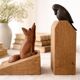 Pair of sculpted oak bookends – The Crow and the Fox