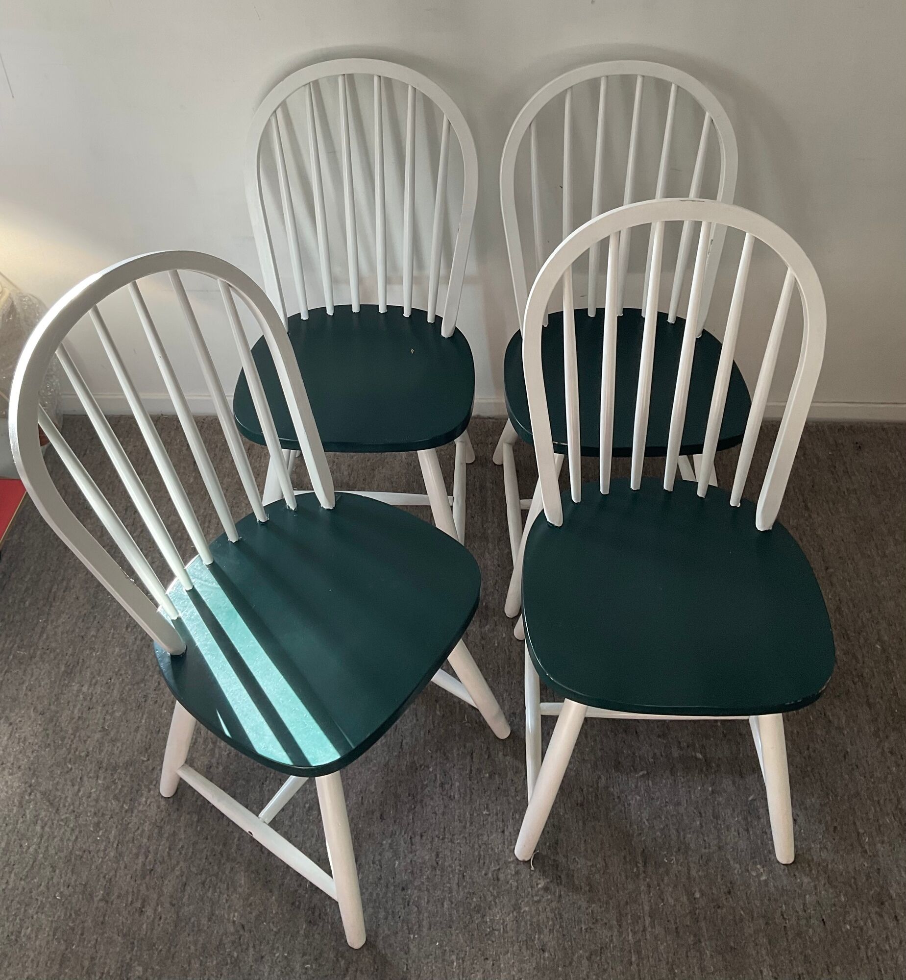 Series of 4 Scandinavian wooden chairs 60s-70s