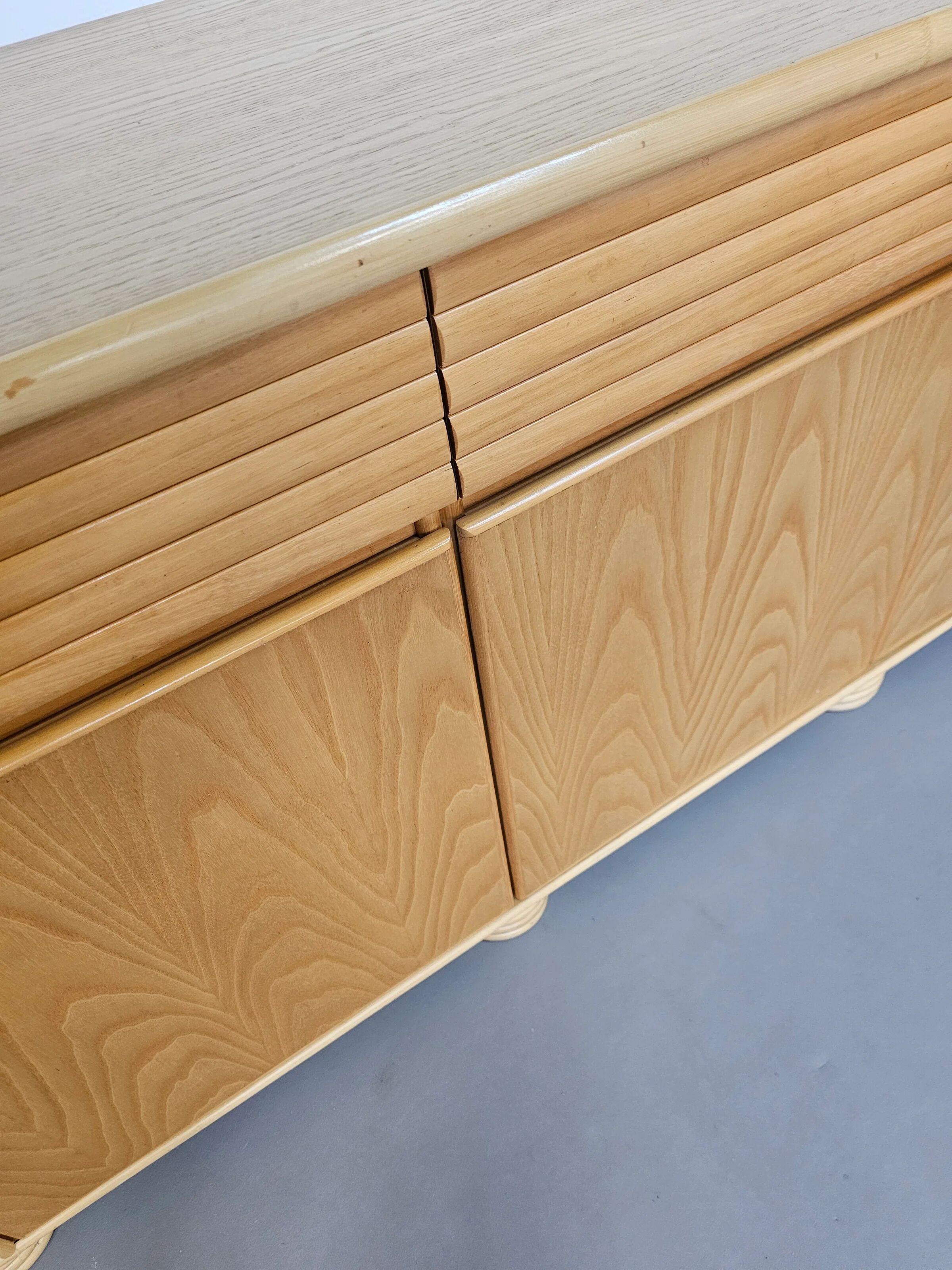 Wood / bamboo / rattan sideboard Roberti Rattan 1970s stunning condition