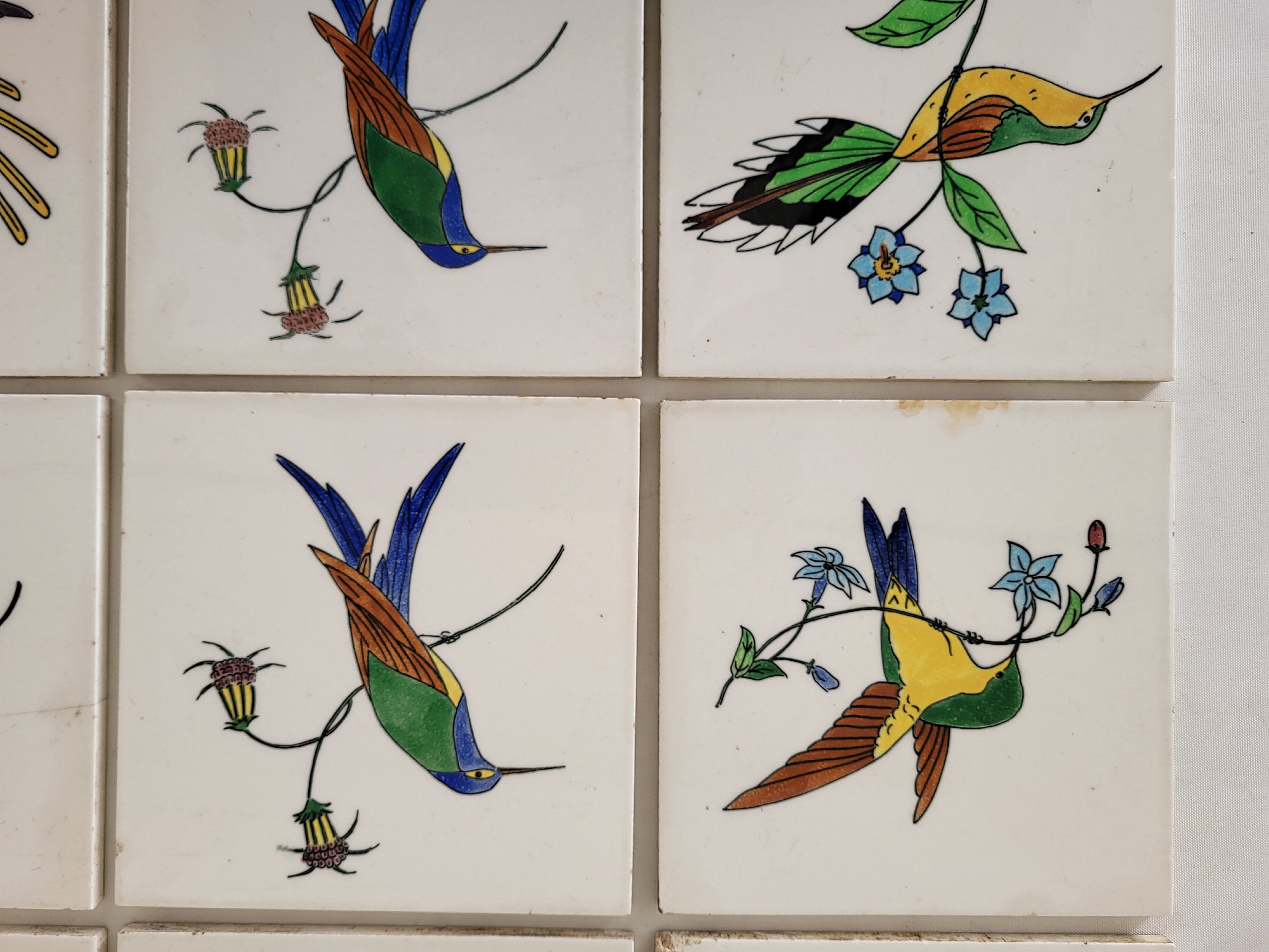9 tiles tiles tiled earthenware from Gien birds