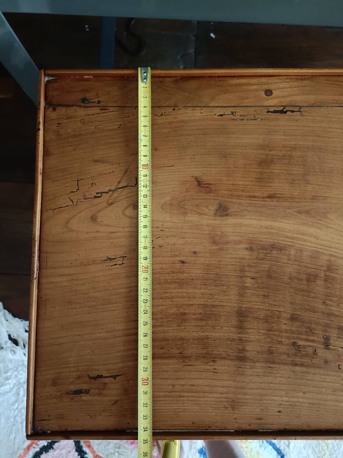 Open wooden bedside table