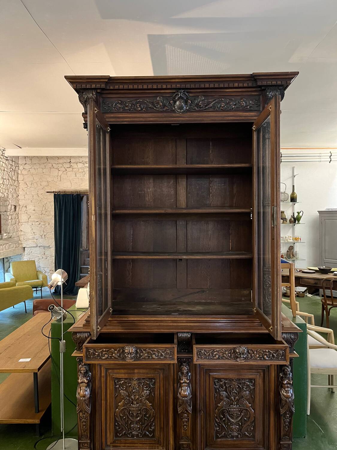 Pair of glass-fronted library cabinets