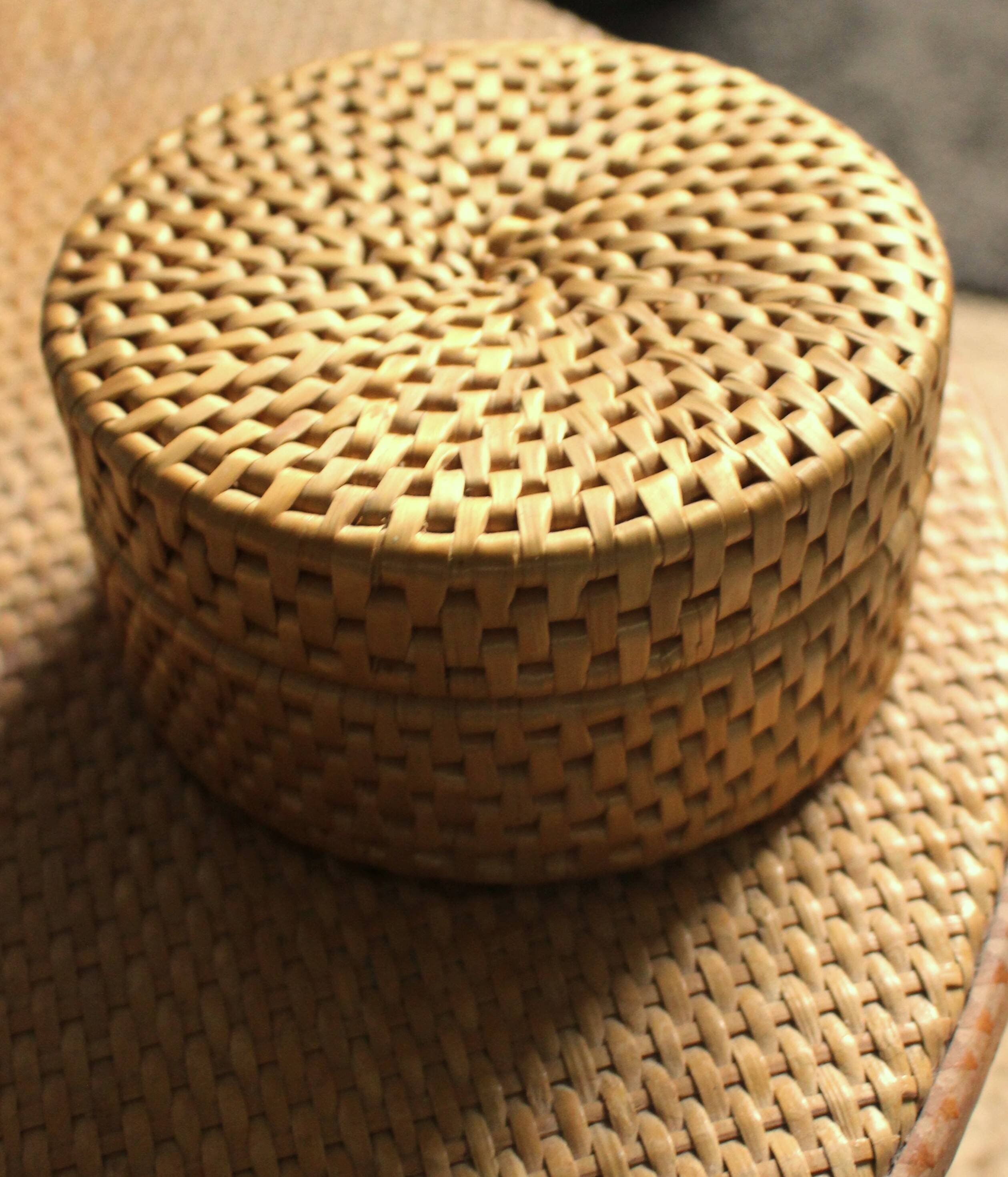 Vintage wicker round basket box