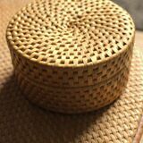 Vintage wicker round basket box