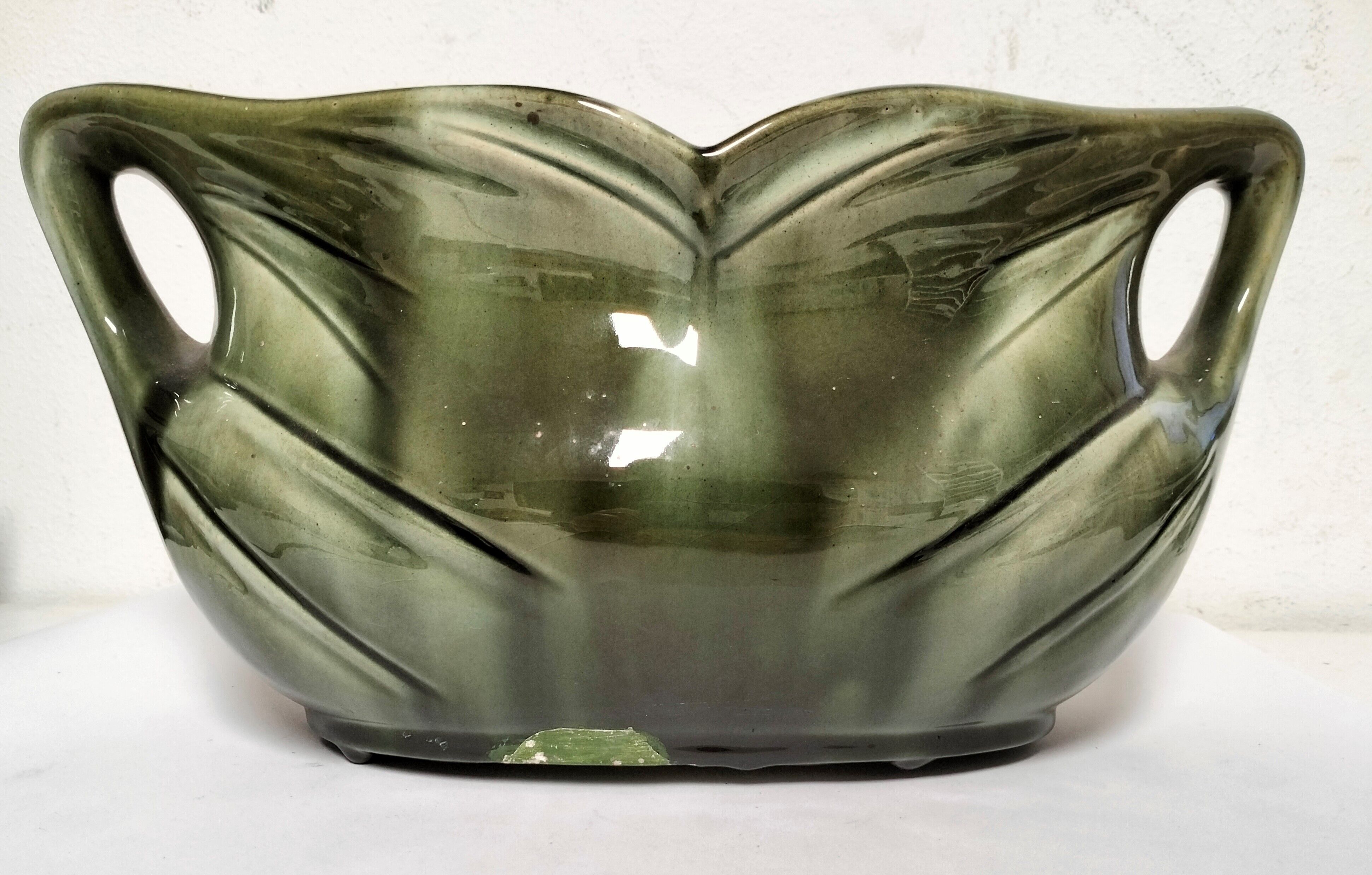 Old art nouveau earthenware planter