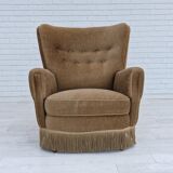 1970s, Danish design, velour chair, original condition, beech wood