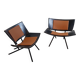 Pair of large airplane wing armchairs 1980