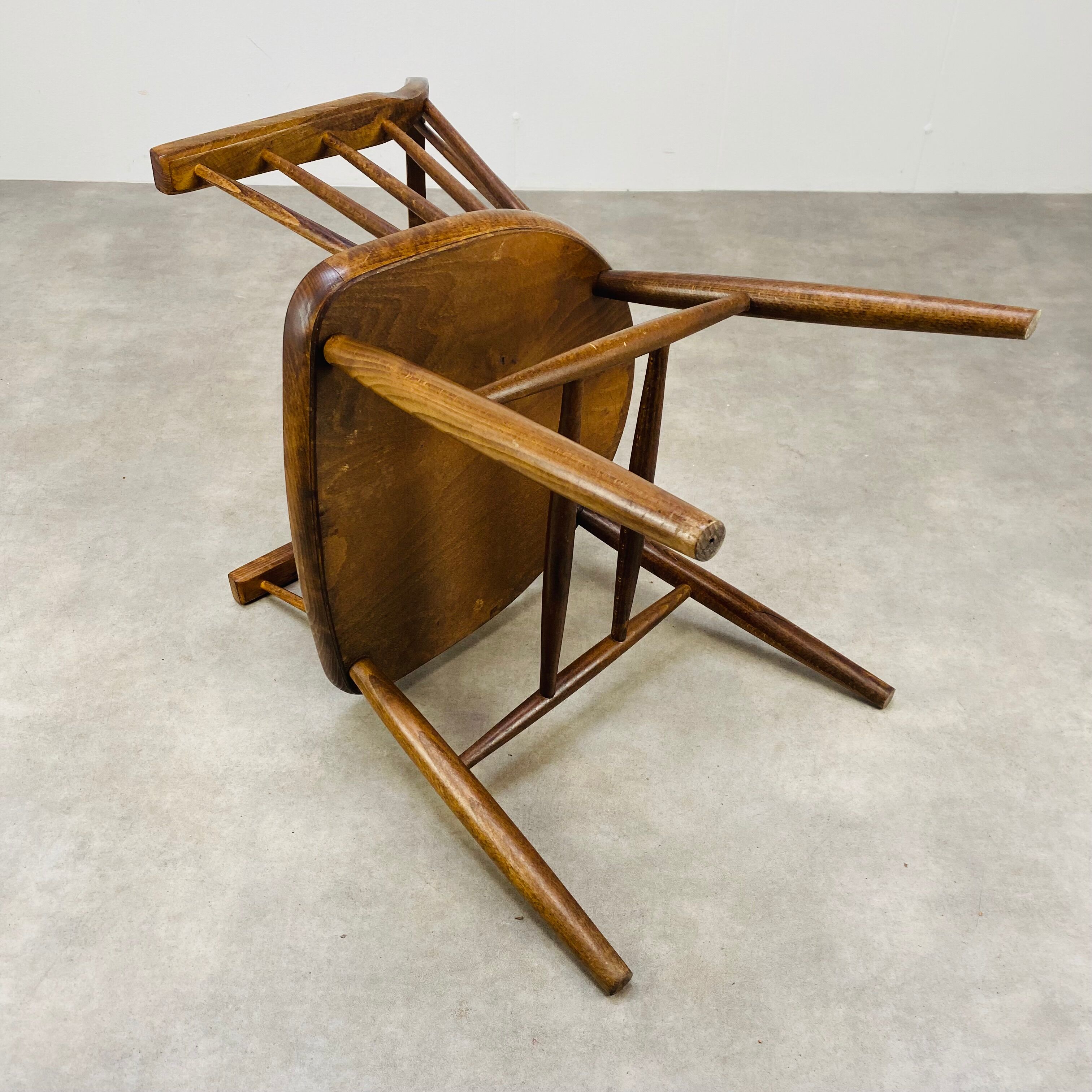 Baumann armchair with Scandinavian style bars, desk