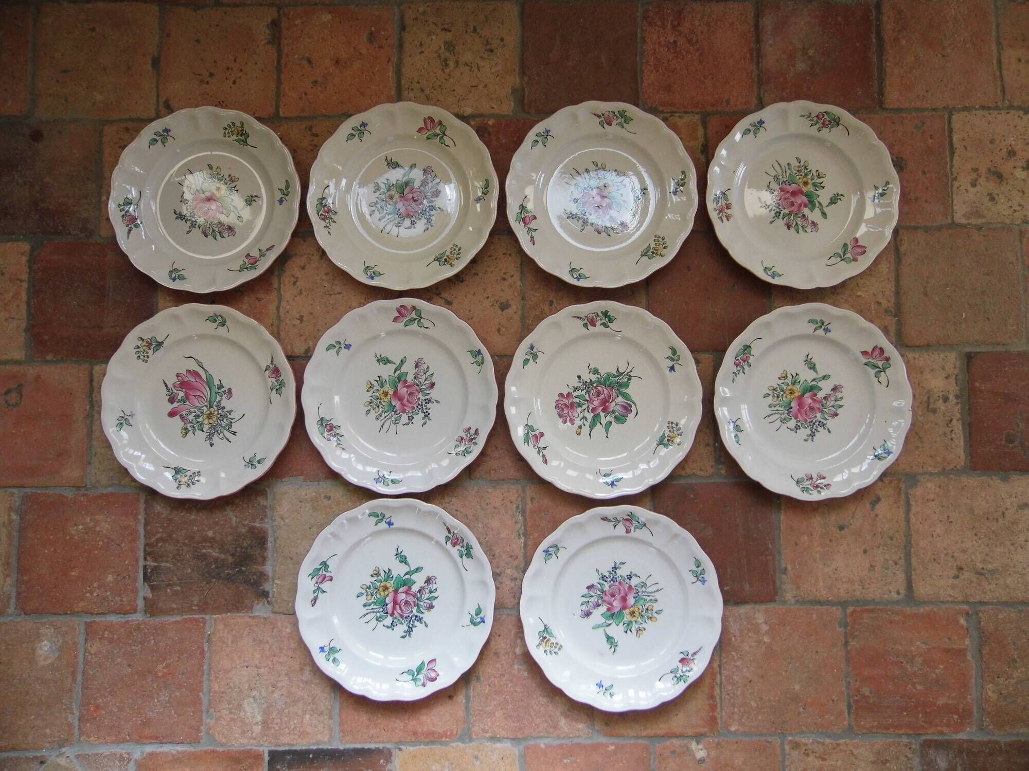 10 earthenware plates from lunéville kg, keller and guerin, model reverbere