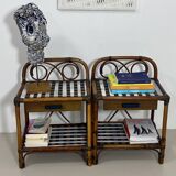 Pair of vintage 70s checkerboard bedside tables: Ref cindy