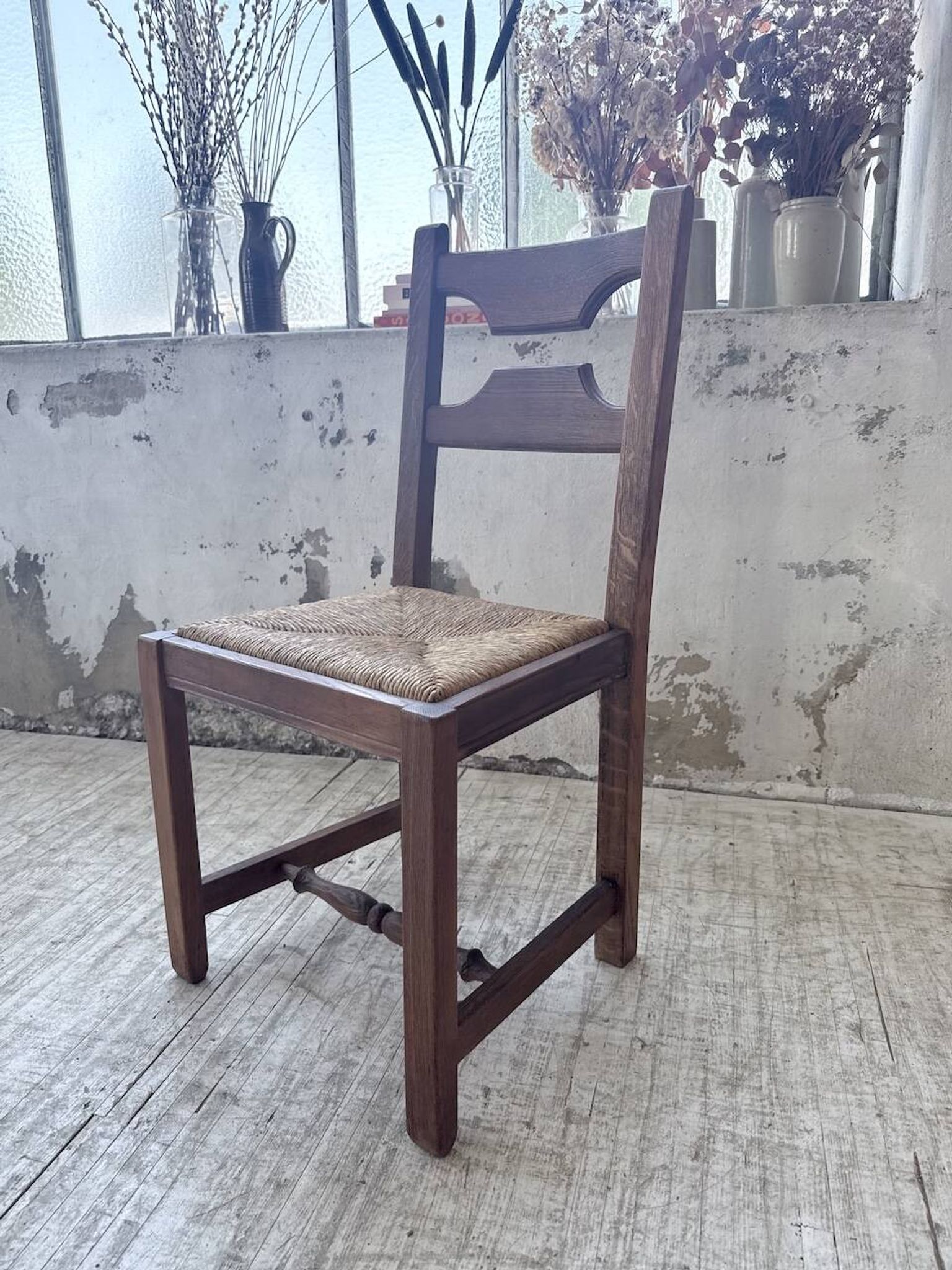Set 4 chaises rustiques chêne De puydt, Belgique 1970