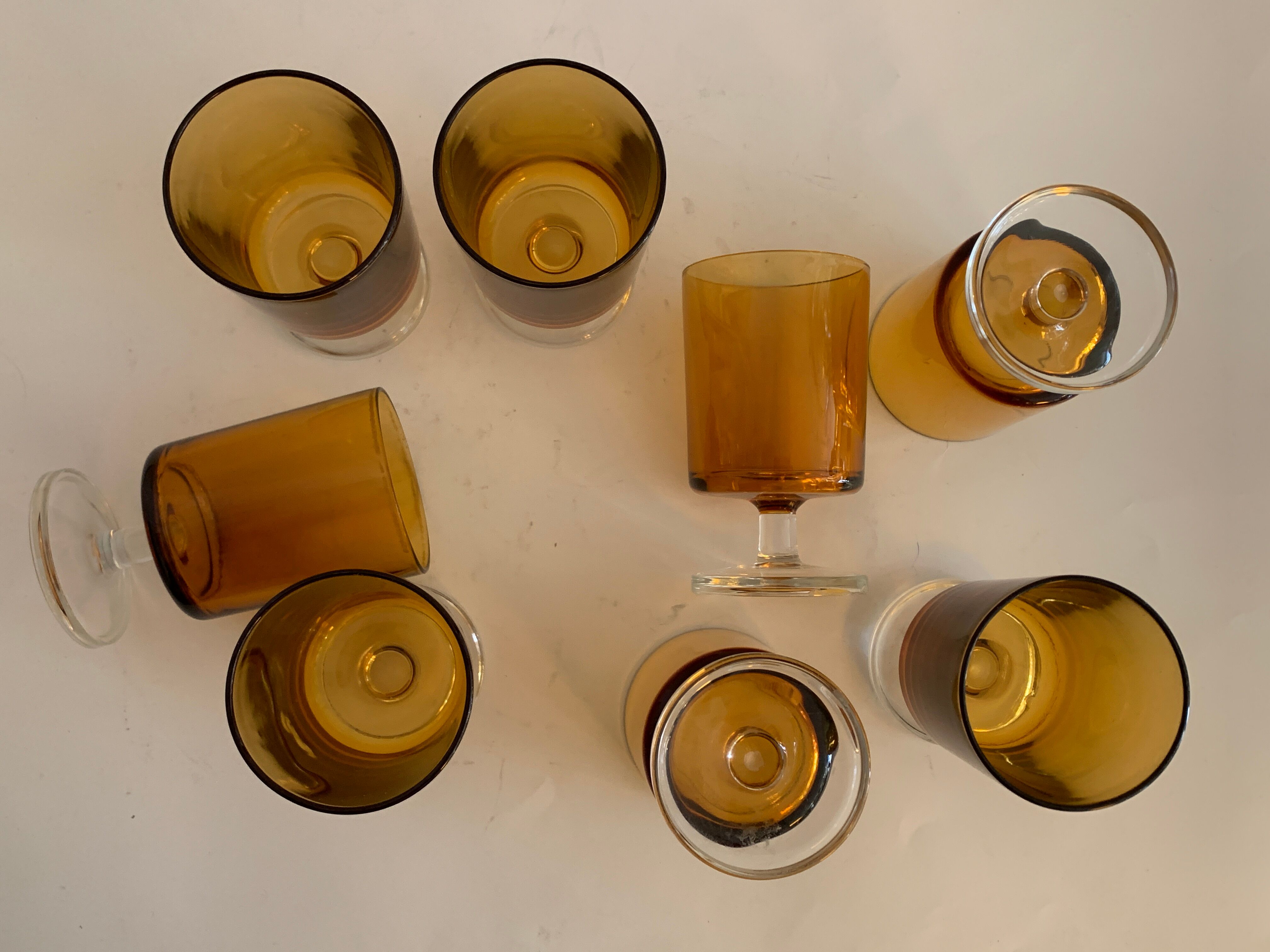 8 orange-yellow glasses Luminarc France
