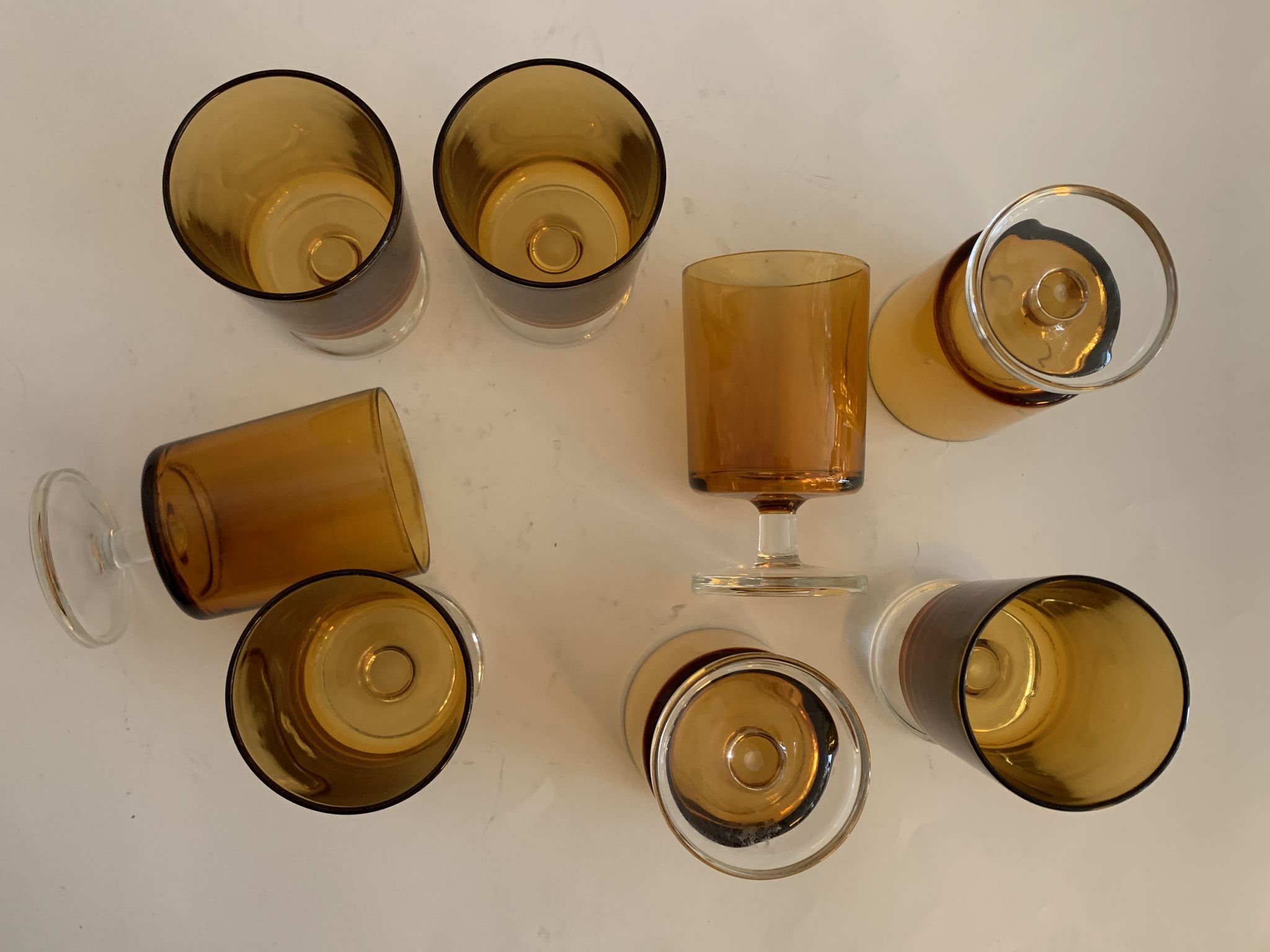 8 orange-yellow glasses Luminarc France