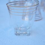 12 liqueur glasses with its golden rim from the 1950s-1960s