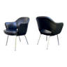 Paire de fauteuils "Conference" d'Eero Saarinen pour Knoll International noir & chrome