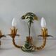 Pair of bamboo and palm sconces in metal 70s