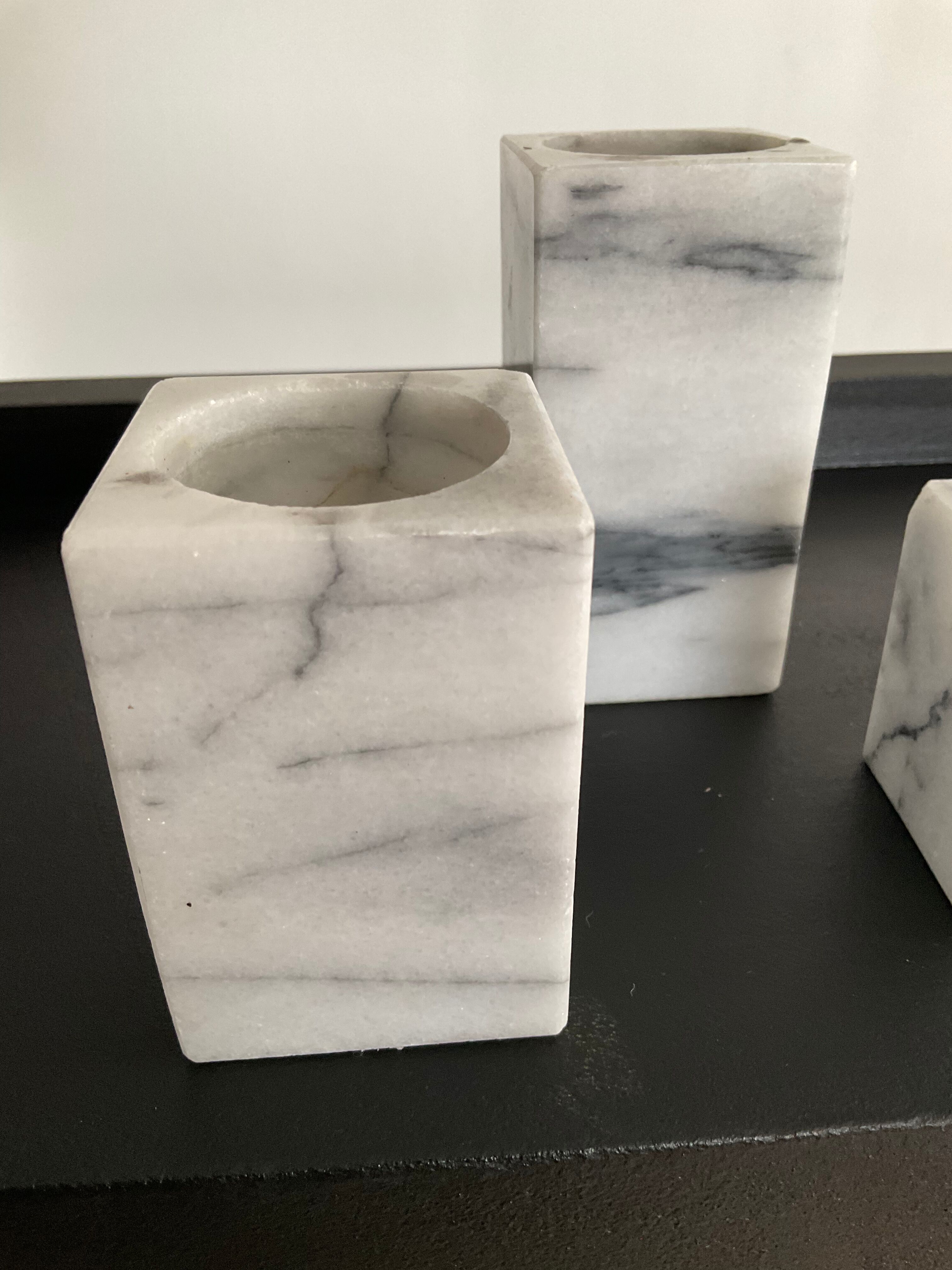 Trio Of marble candle holders from the 70s