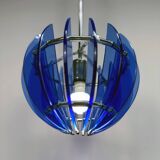 Vintage blue Murano pendant lamp by Veca