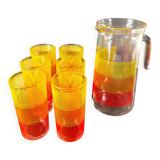 Service à orangeade vintage "Coucher de Soleil Pop"