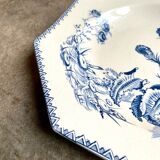 Octagonal hollow plate in white and blue iron earth, "Indiana" service