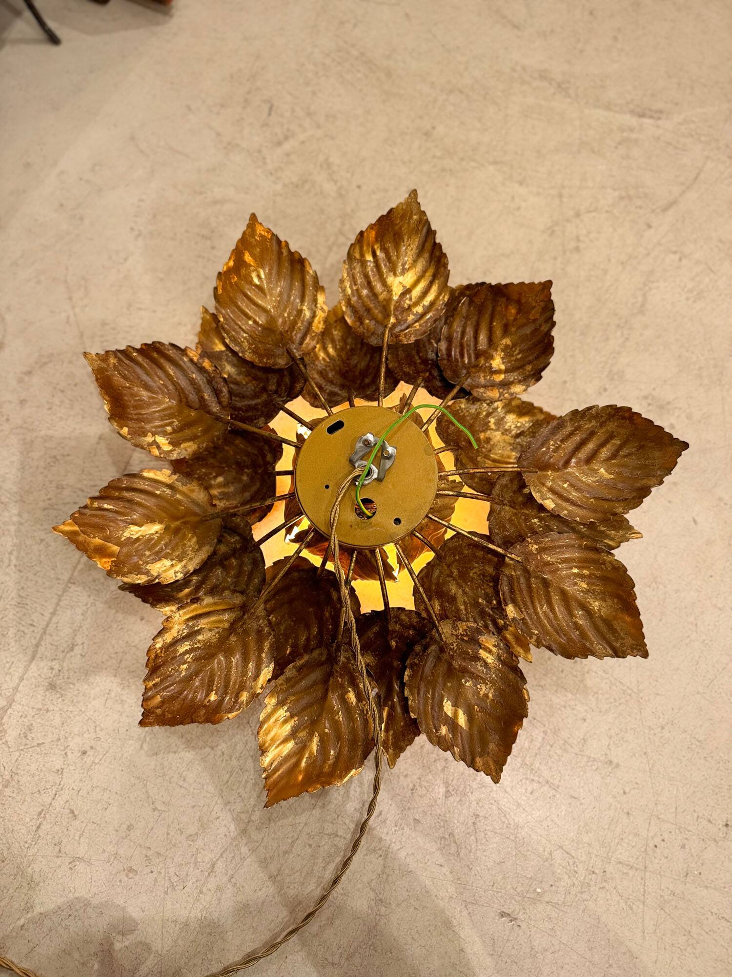 Large gold leaf flower applique
