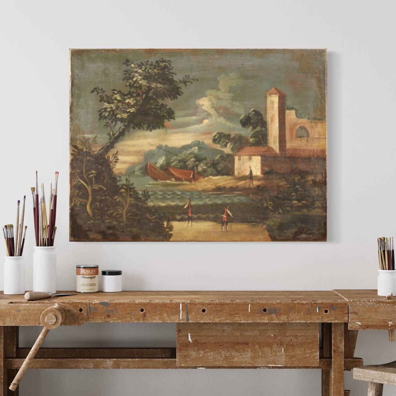 Italian artwork seascape oil on canvas from the 18th century