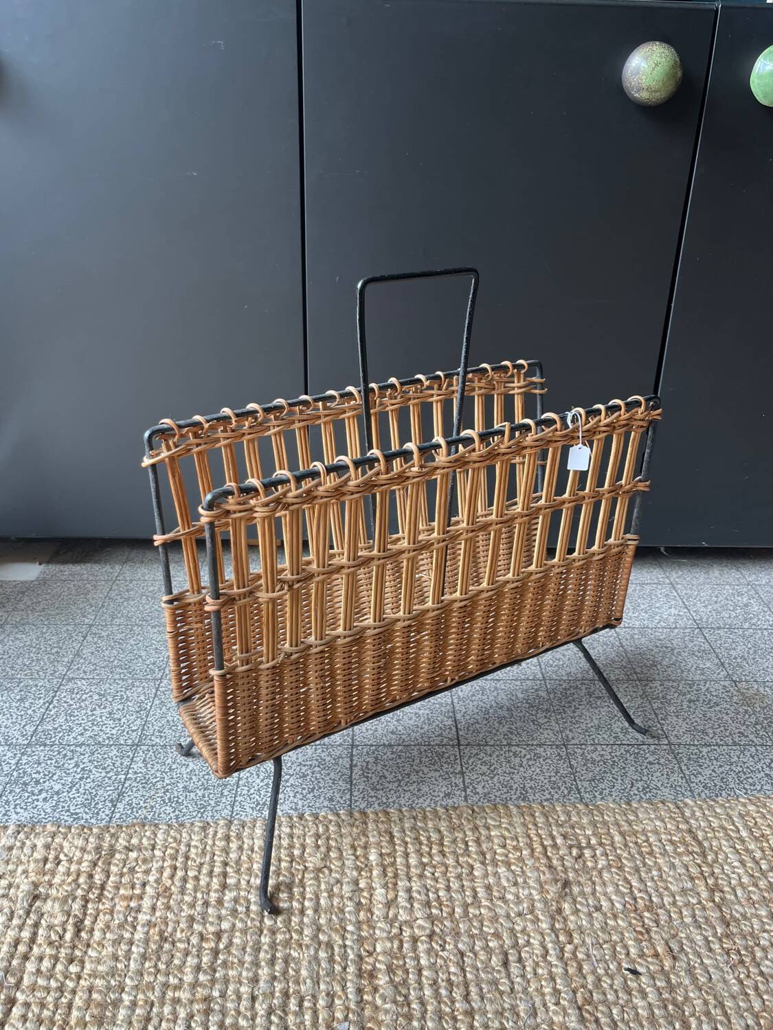 Rattan magazine rack