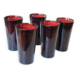 Set of 5 large signed ceramic glasses