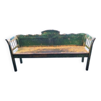 Early 20th-Century Austro-Hungarian Wooden Bench