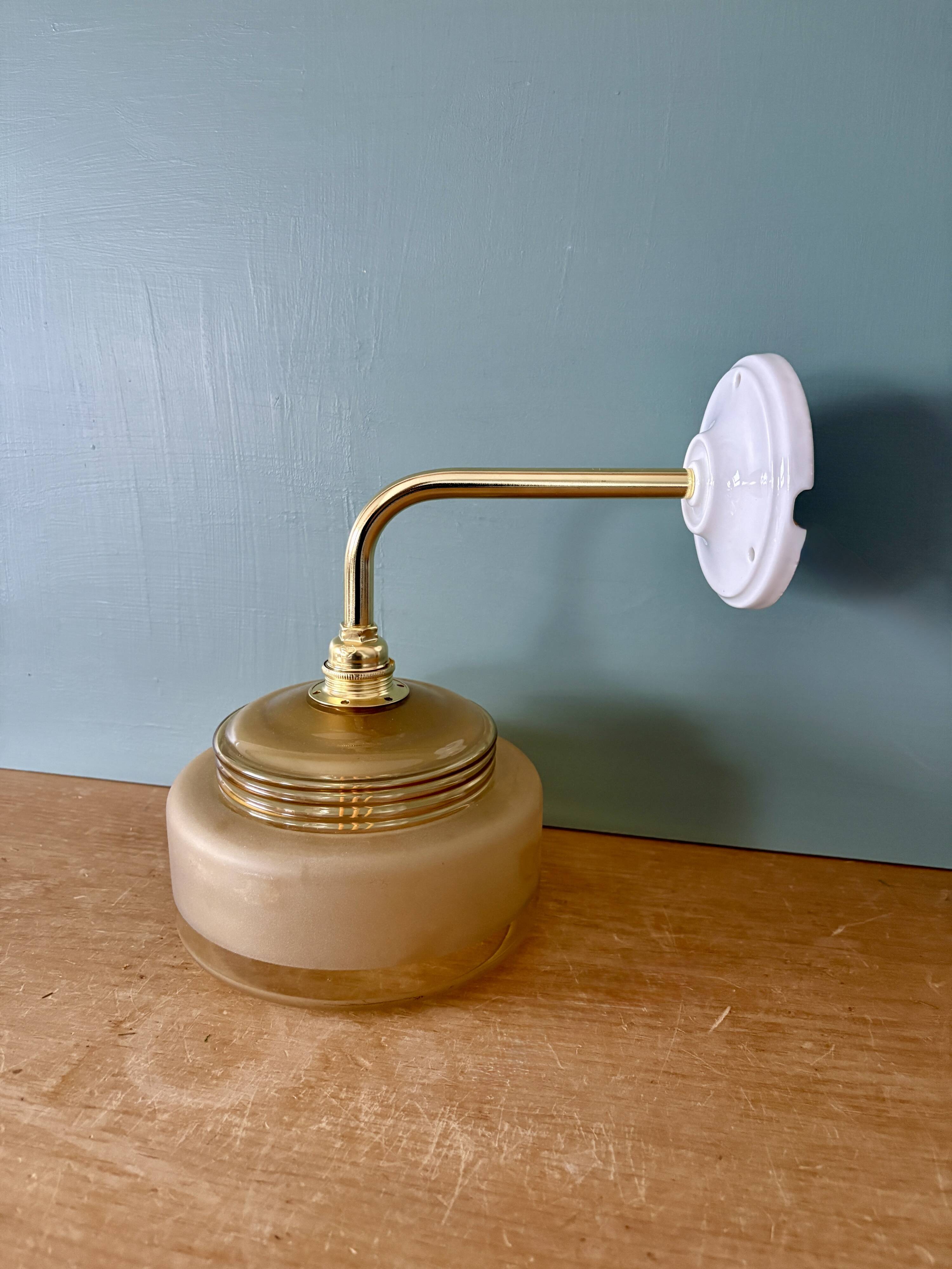 Yellow frosted glass vintage wall lamp shade