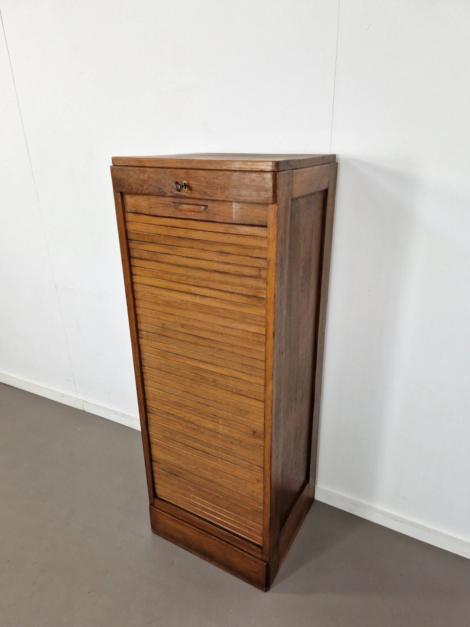 Vintage large oak shutter cabinet | 1930s