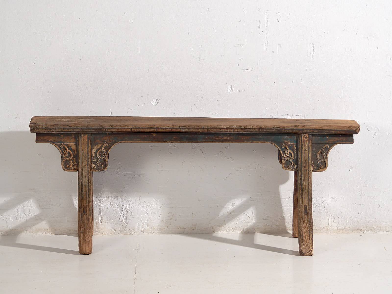 Antique Asian bench in navy blue tones (c.1870)