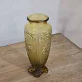 Large Art Deco yellow glass vase